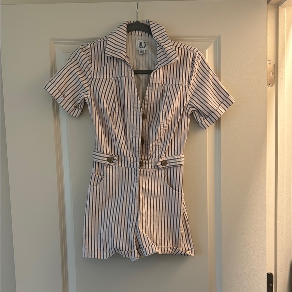 Urban Outfitters Striped Short Sleeve Romper